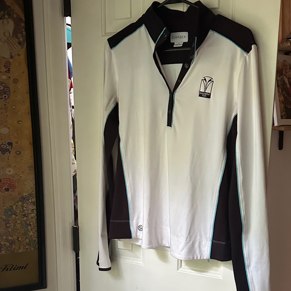 Chase 54 Women's Black and White Golf button down pullover BlackWolf Run